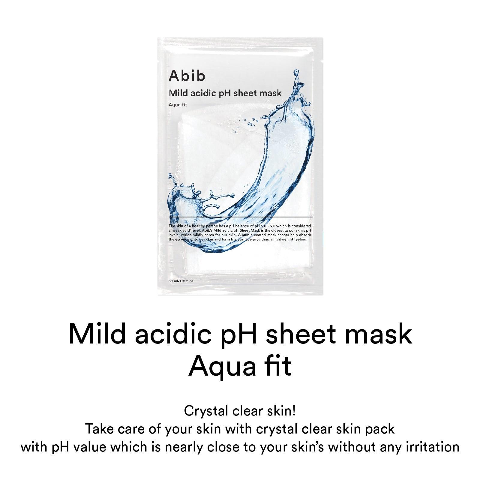 Abib Mild acidic pH sheet mask Aqua fit 30ml - yourb3auty.com