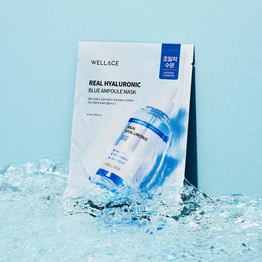 WELLAGE Real Hyaluronic Blue Ampoule Mask Sheet 27ml X 10P - yourb3auty.com