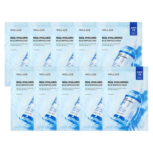 WELLAGE Real Hyaluronic Blue Ampoule Mask Sheet 27ml X 10P - yourb3auty.com